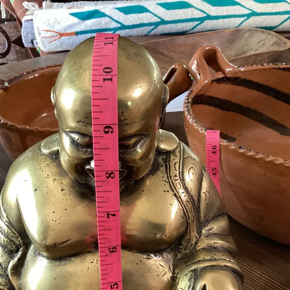 Old Antique Brass Tibetan Buddha statue.Approximately 11 X 8 X 6 And 6 Pounds